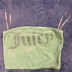 Juicy Couture green tube top with rhinestone logo Size S